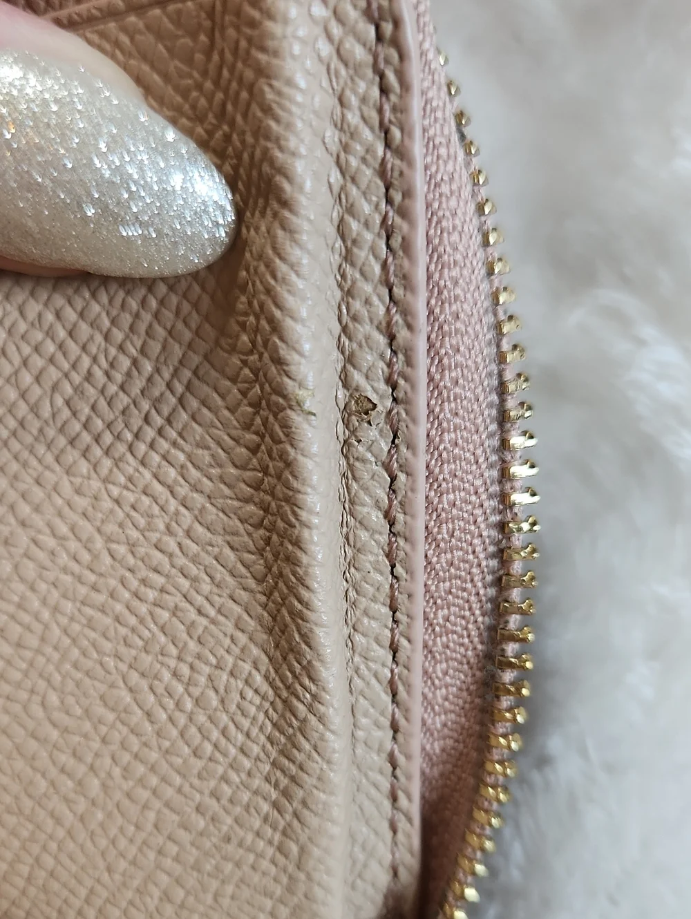 Authentic Coach Blush Pink Crossgrain Leather Long Zip Around Wallet Wristlet